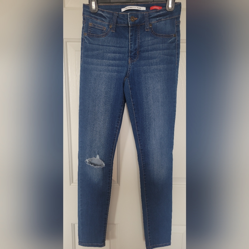Celebrity Pink Distressed Blue Skinny Jeans